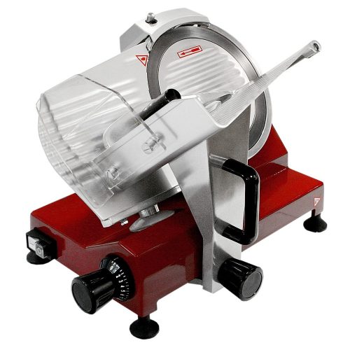 Salamoreznica HBS-220 RED z rezilom 220 mm in integriranim brusilcem za natančno rezanje narezkov